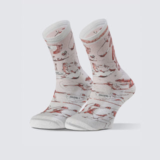 Crew Socks - Touch Me If You Can White & Red