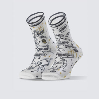 Chaussettes Crew - Attrape Mon Point Blanc & Or