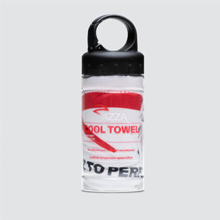 AZZA Fencing Cooling Towel — folded view showing branded label — Azza Sports