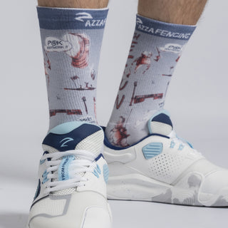 AZZA AirFlow Crew Socks Touch Me If You Can Blue & Red — packaging back — Azza Sports