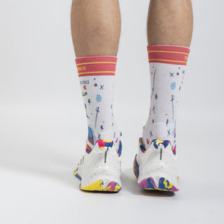 AZZA AirFlow Crew Socks To Fence Or Not To Fence Multicolour — side view detail — Azza Sports