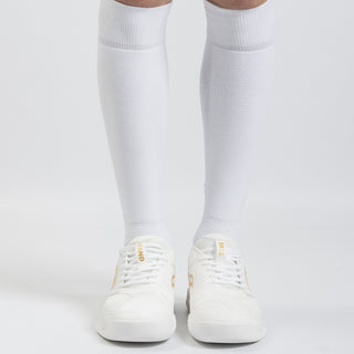 AZZA Long Fencing Socks Breathability — packaging back showing composition — Azza Sports