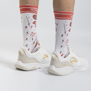 クルーソックス - フェンスをするかしないか ホワイト＆レッド