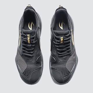 AZZA Master black/gold fencing shoe, heel and ankle counter detail