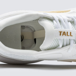 AZZA Master white/gold fencing shoe, top-down view
