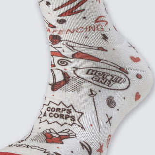 クルーソックス - フェンスをするかしないか ホワイト＆レッド