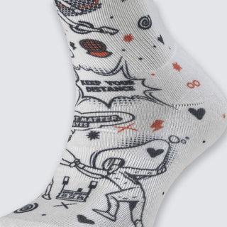 Chaussettes Crew - Attrape Mon Point Blanc & Rouge