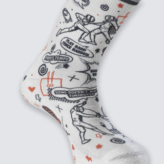 Chaussettes Crew - Attrape Mon Point Blanc & Rouge