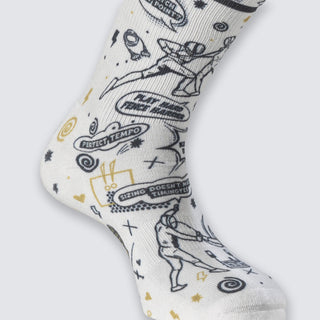 Chaussettes Crew - Attrape Mon Point Blanc & Or