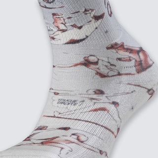 AZZA AirFlow Crew Socks Touch Me If You Can Blue & Red — reinforced heel detail — Azza Sports