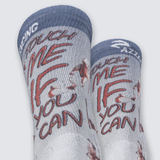 AZZA AirFlow Crew Socks Touch Me If You Can Blue & Red — breathable knit close-up — Azza Sports