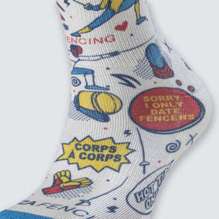 AZZA AirFlow Crew Socks To Fence Or Not To Fence Multicolour — reinforced heel detail — Azza Sports