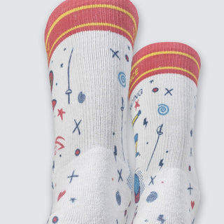 AZZA AirFlow Crew Socks To Fence Or Not To Fence Multicolour — breathable knit close-up — Azza Sports