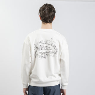 フロント刺繍とバックプリント入りコットンホワイト混紡フリーススウェットシャツ - プレミアムフェンシングシューズ - Azzaフェンシング