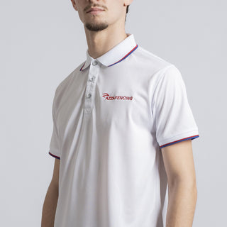 透气白色珠地布Polo运动衫 - 高级击剑鞋 - Azza击剑